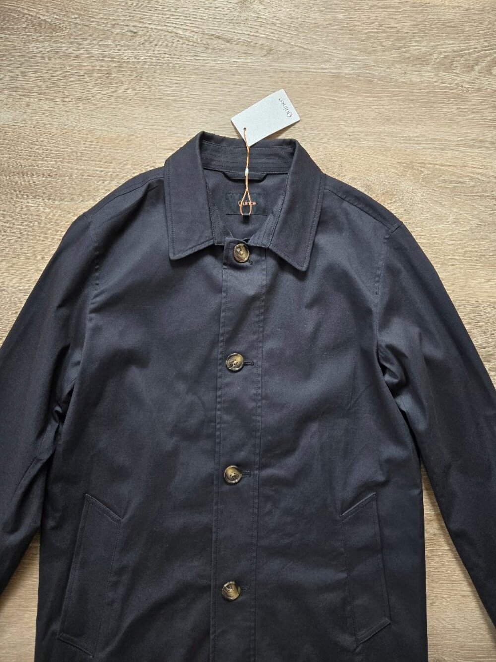Quince Comfort Stretch Trench Coat Midnight Black Medium New With Tags No Belt - Picture 10 of 15